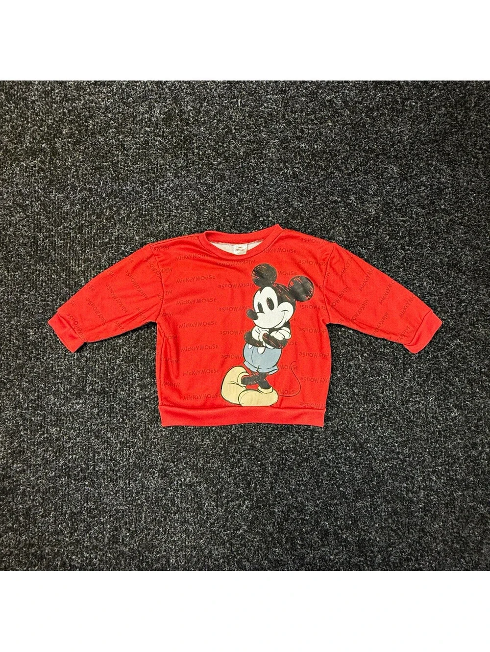 Disney Mickey Mouse Toddler 3T Red Fleece Pullover Sweatshirt Crew Neck